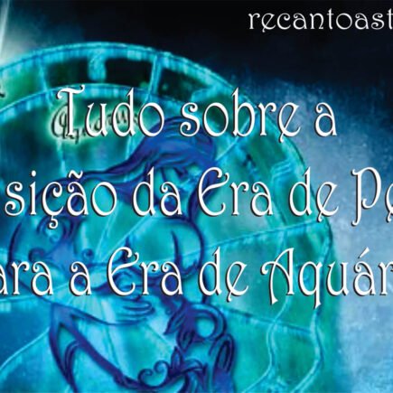 Eras Astrológicas: aimagem com o aguadeiro, símbolo da Era de Aquário ao fundo