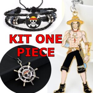 Kit One Piece Pulseira + Colar + Chaveiro Grande