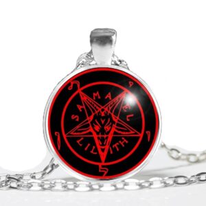 Colar Satanista Baphomet Pentagrama Invertido Lilith Samael Unissex