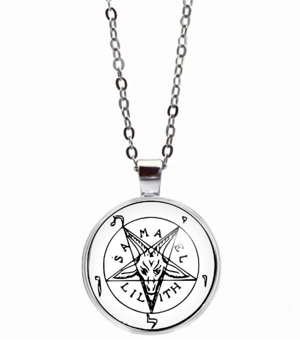 Colar Satanista Baphomet Pentagrama Invertido Lilith Samael Unissex